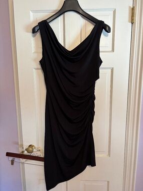 NWT Sam Edelman Cowl Neck Black Ruched Cocktail Dress sz L